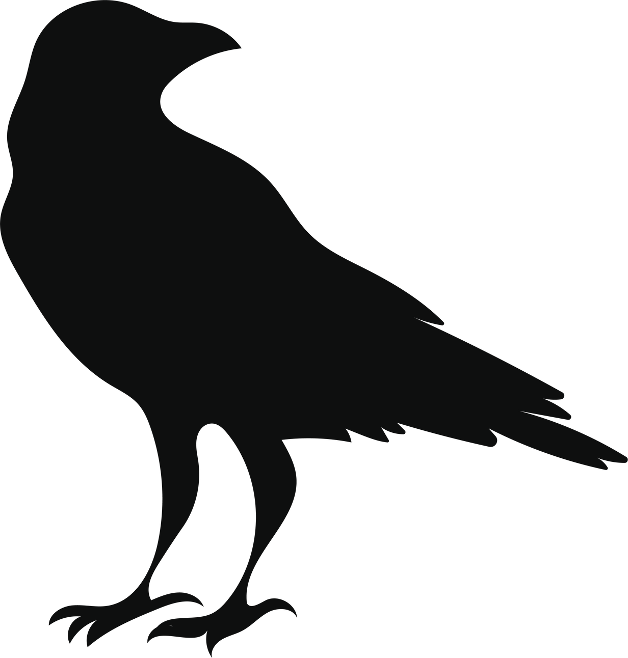 Illustration of ravens. A black crowes. Cute flying crow.